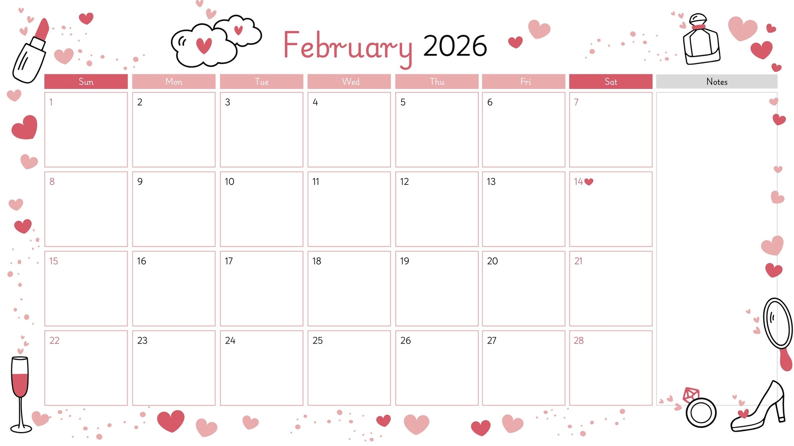 Free Printable Calendar February 2026