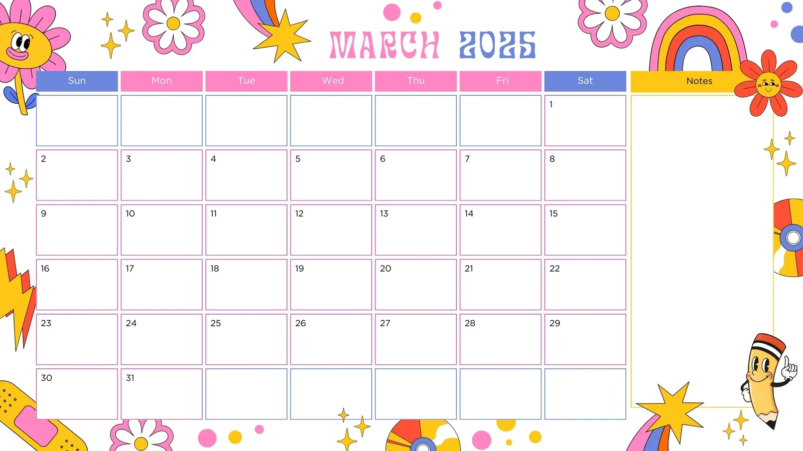 Blank Printable Calendars March