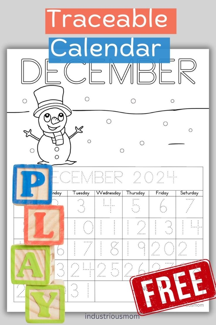 Classroom Printables December Calendar