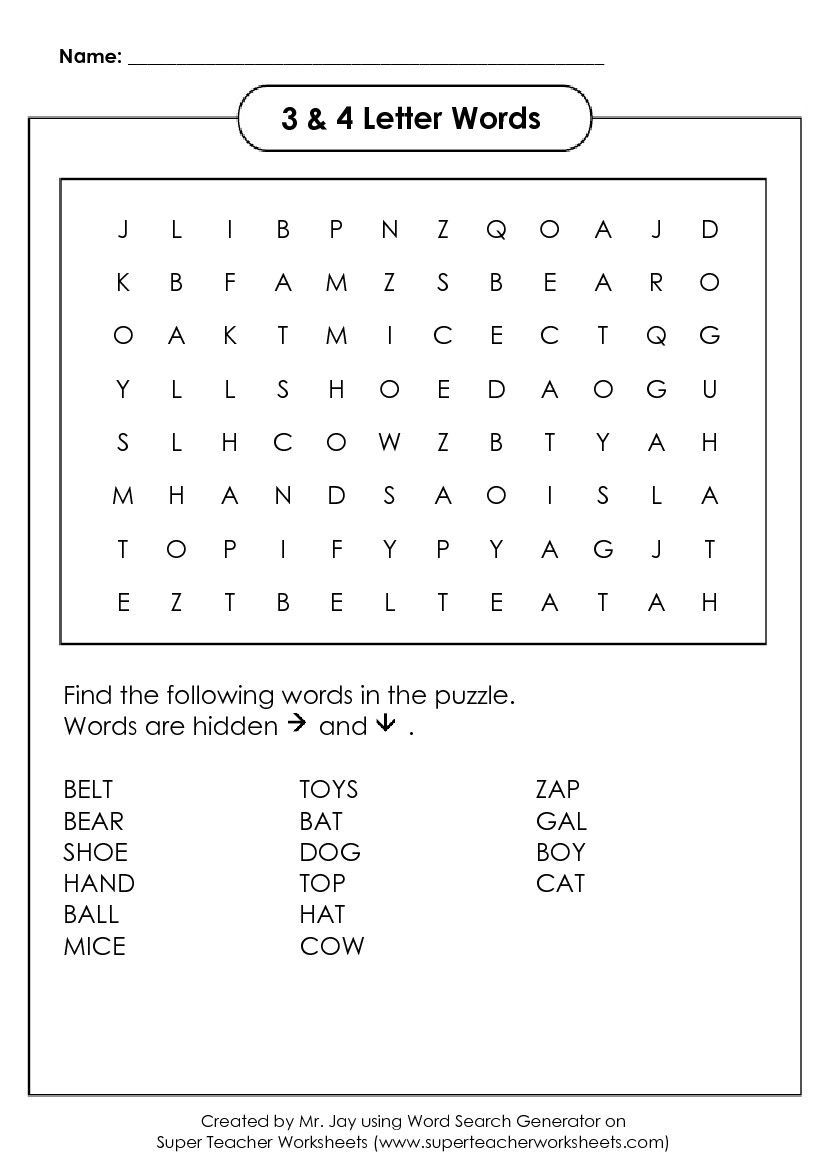 Free Printable Easy Word Find Puzzles