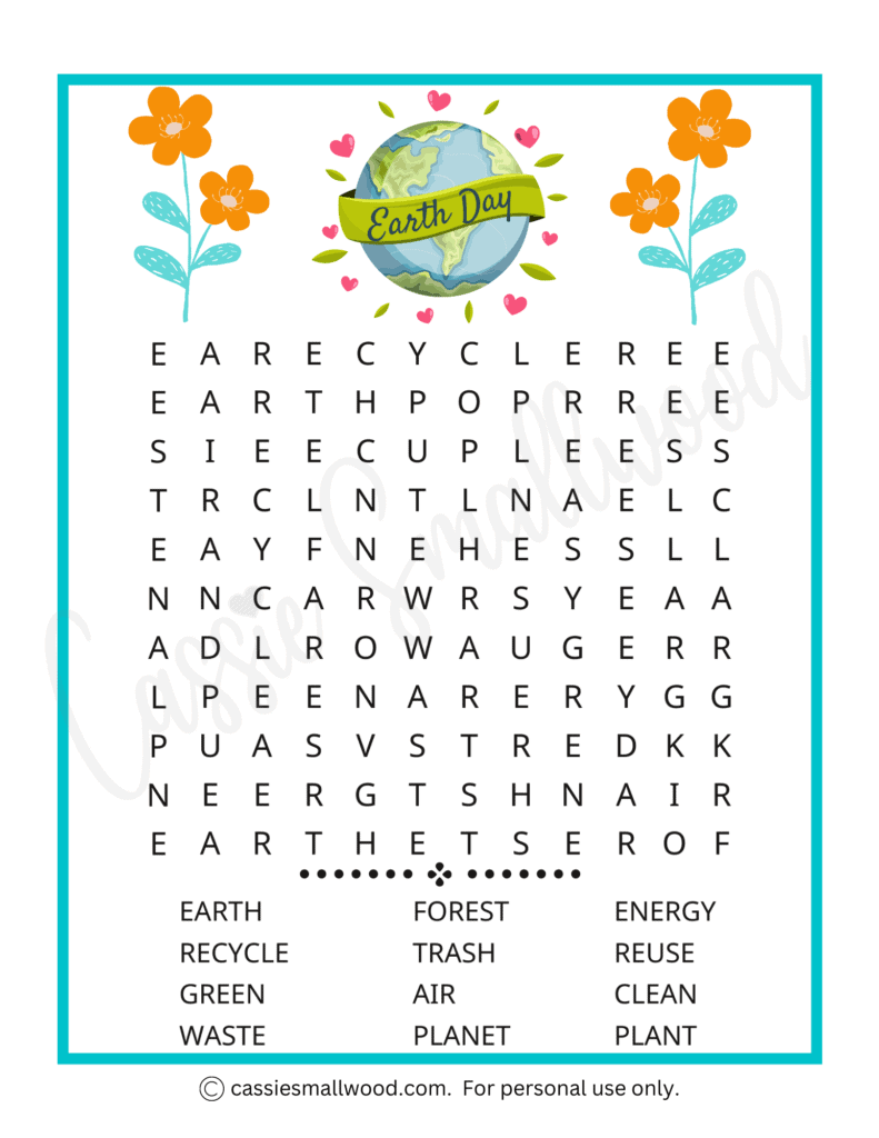 Fun Earth Day Word Search Worksheets Free Printable Cassie 
