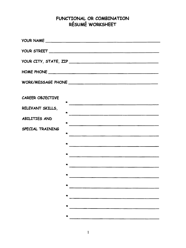 Printable Downloadable Blank Resume Template
