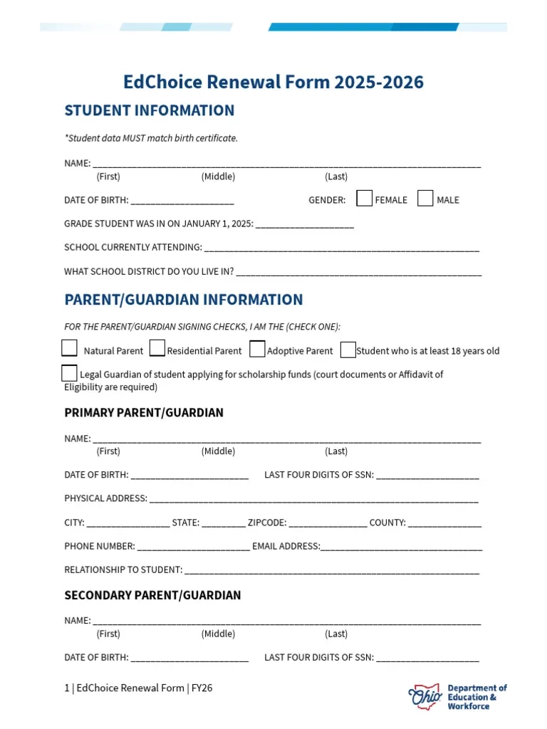 FY26 EdChoice Renewal Form PDF Discrimination Lease