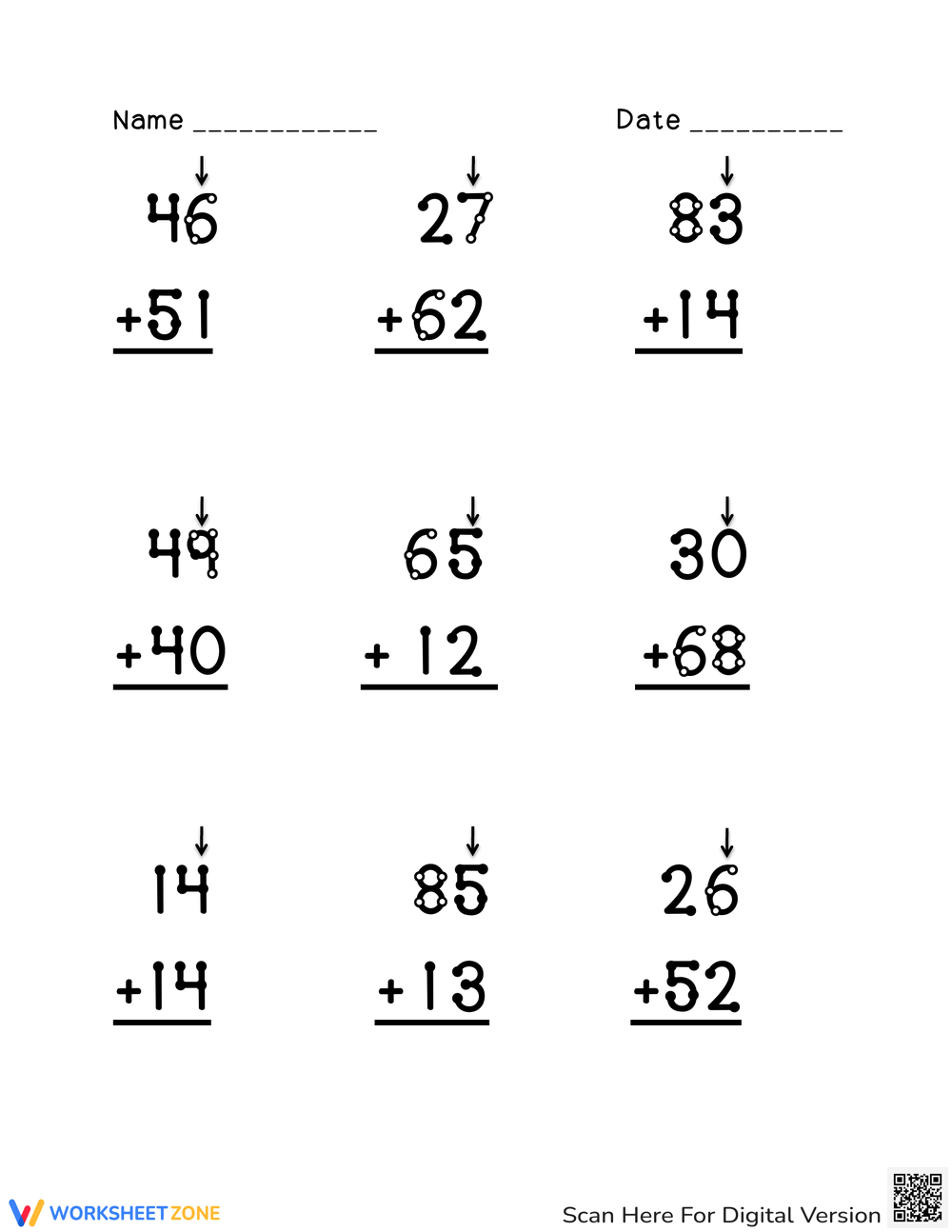 Touch Math Addition Worksheets Free Printable
