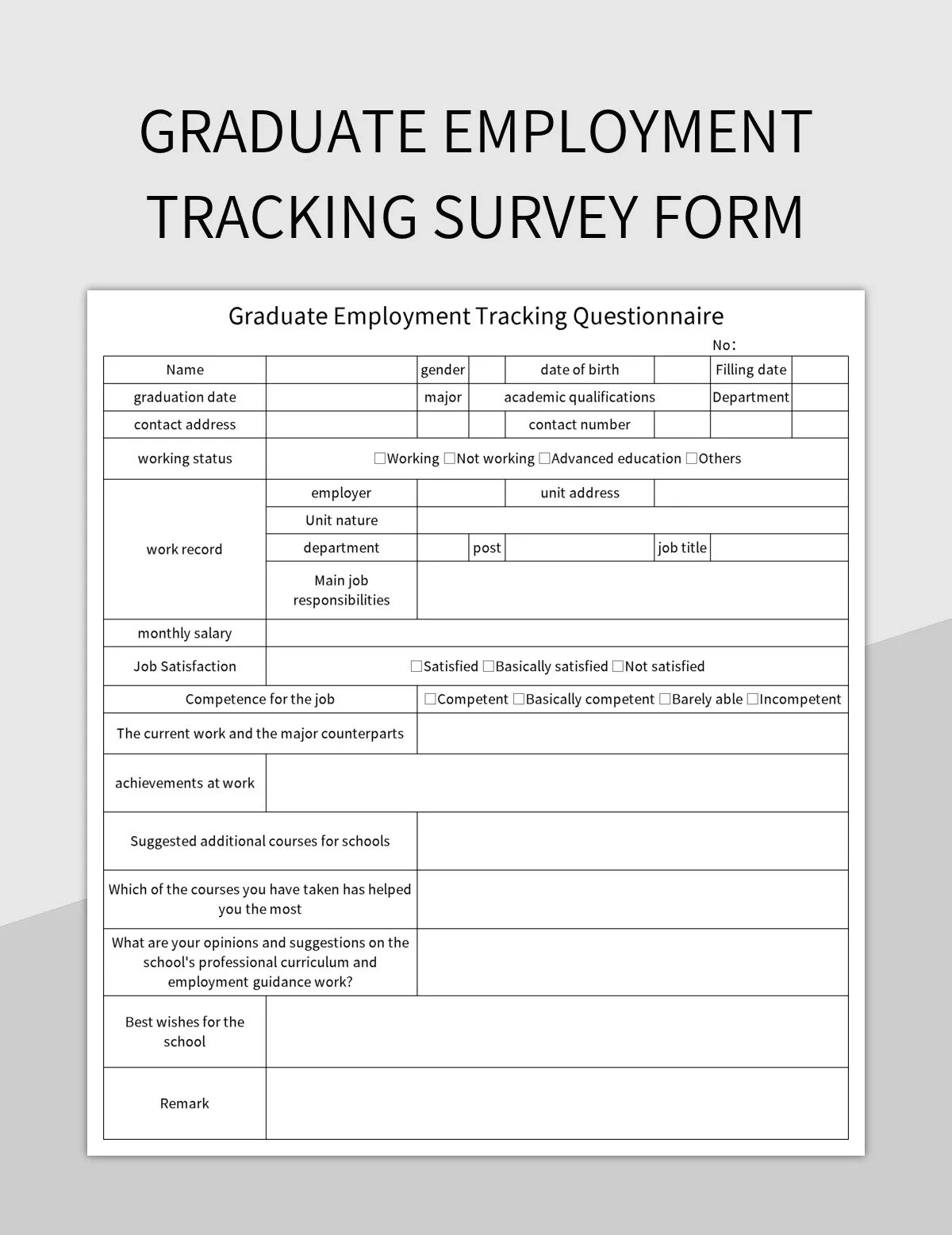 Graduate Employment Tracking Survey Form Excel Template And Google 