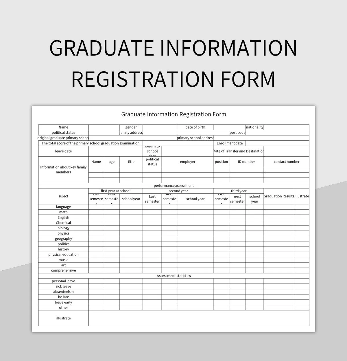 Graduate Information Registration Form Excel Template And Google 