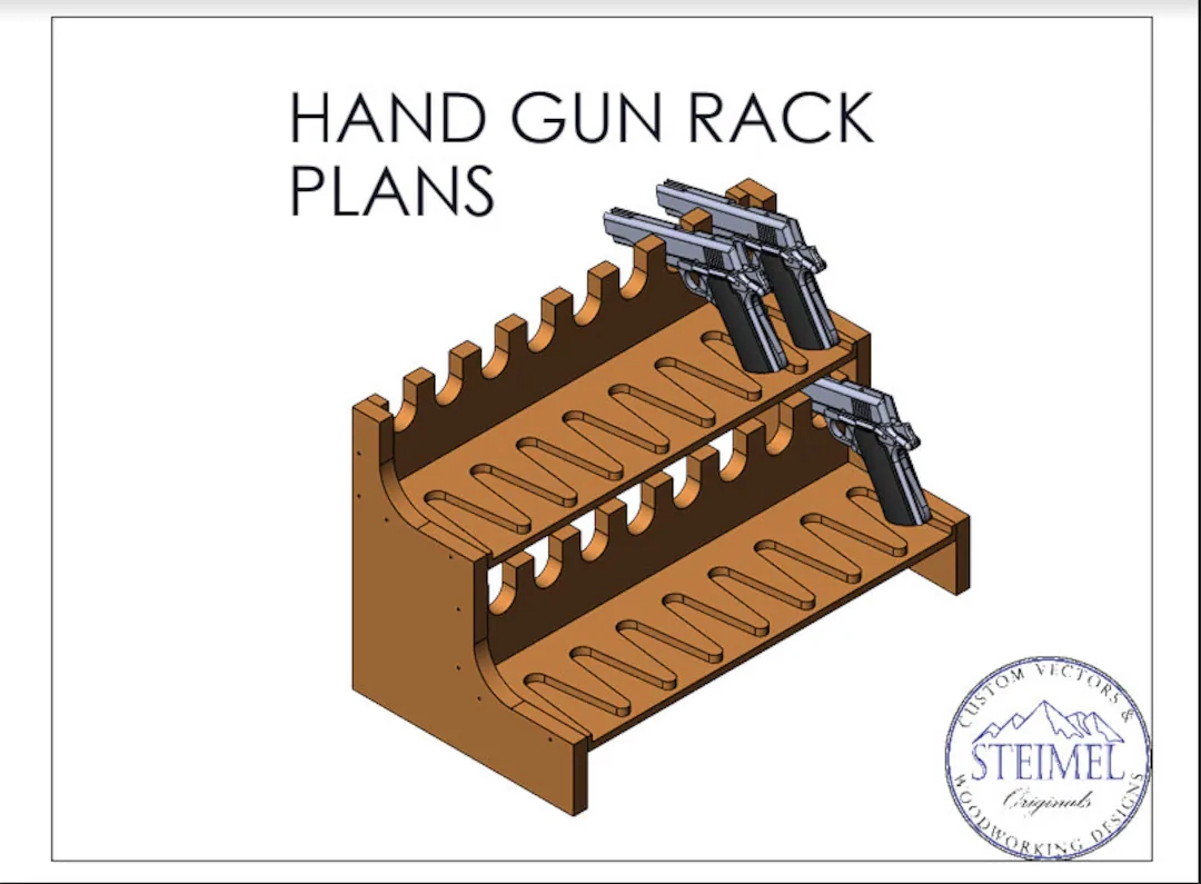 Gun Rack Plan SVG Pistol Wall Hanging Woodworking Blue Prints 