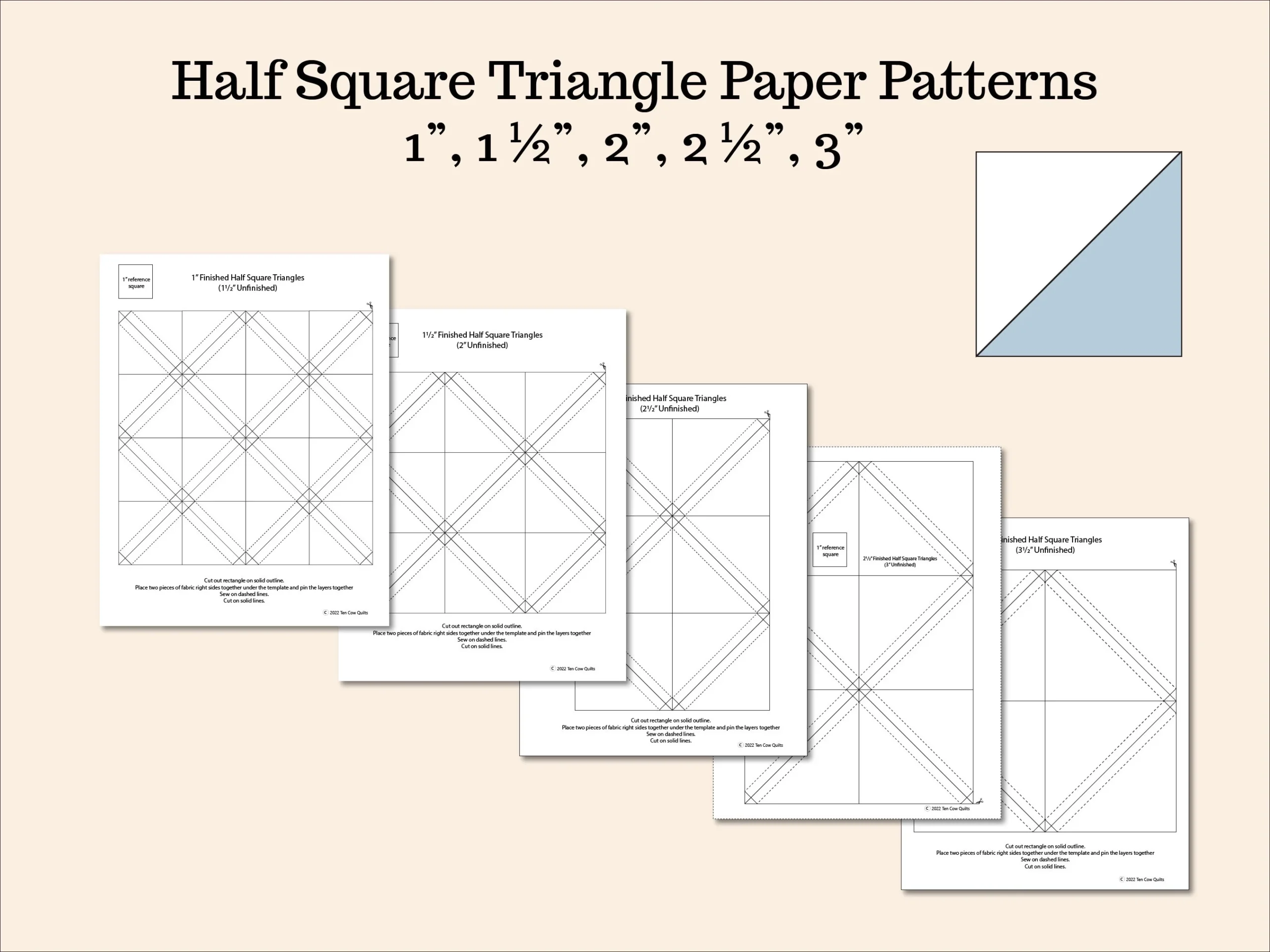 Half Square Triangle Patterns Foundation Paper FPP Print Your 