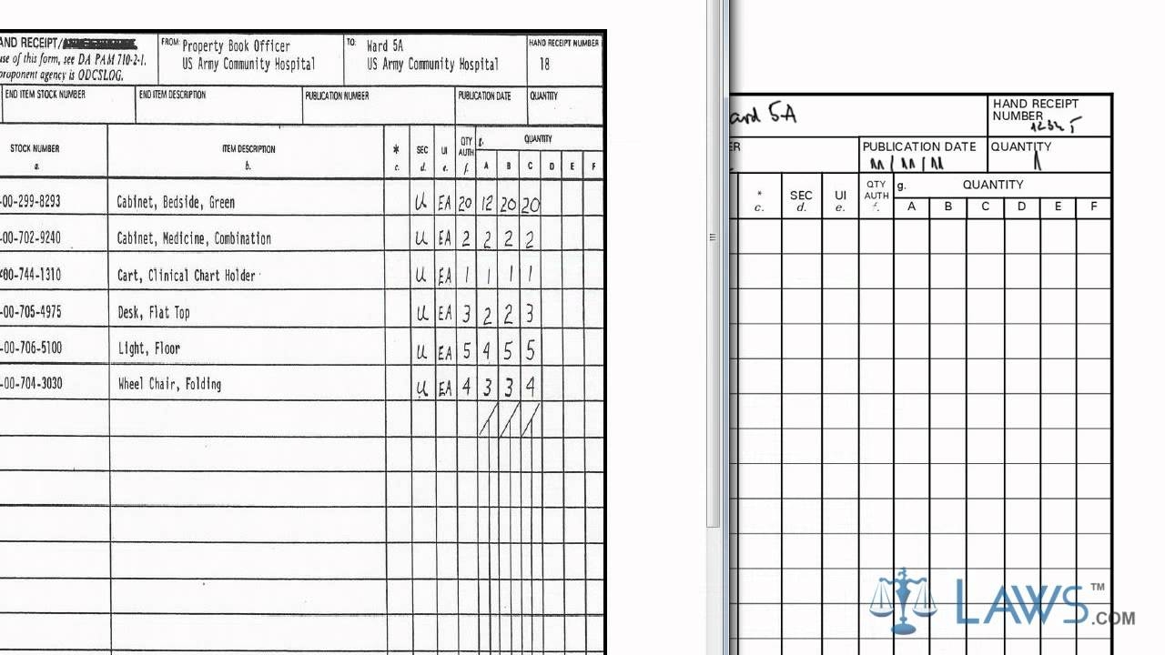Hand Receipt Annex Components Receipt