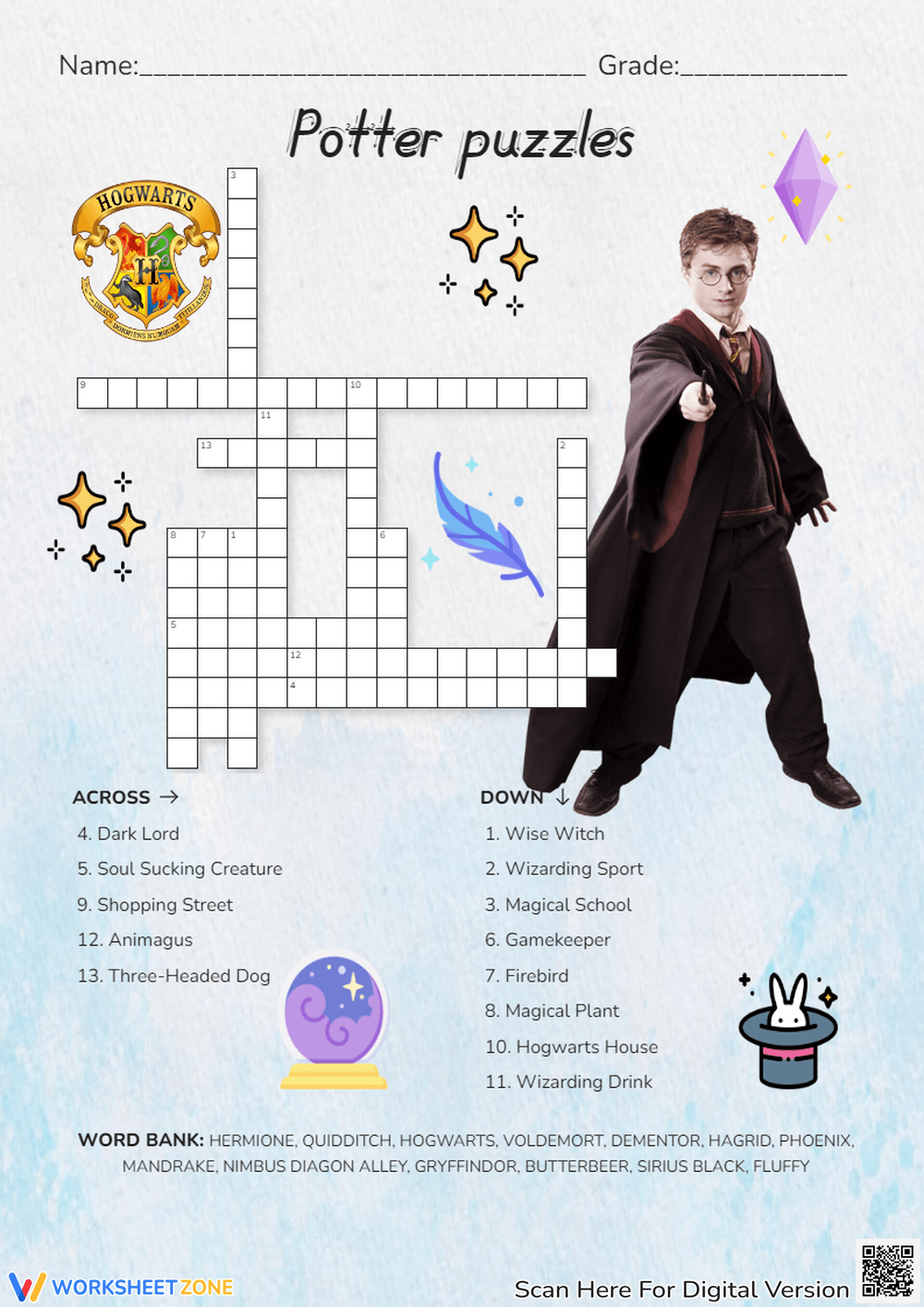 Harry Potter Crossword Puzzles Printable