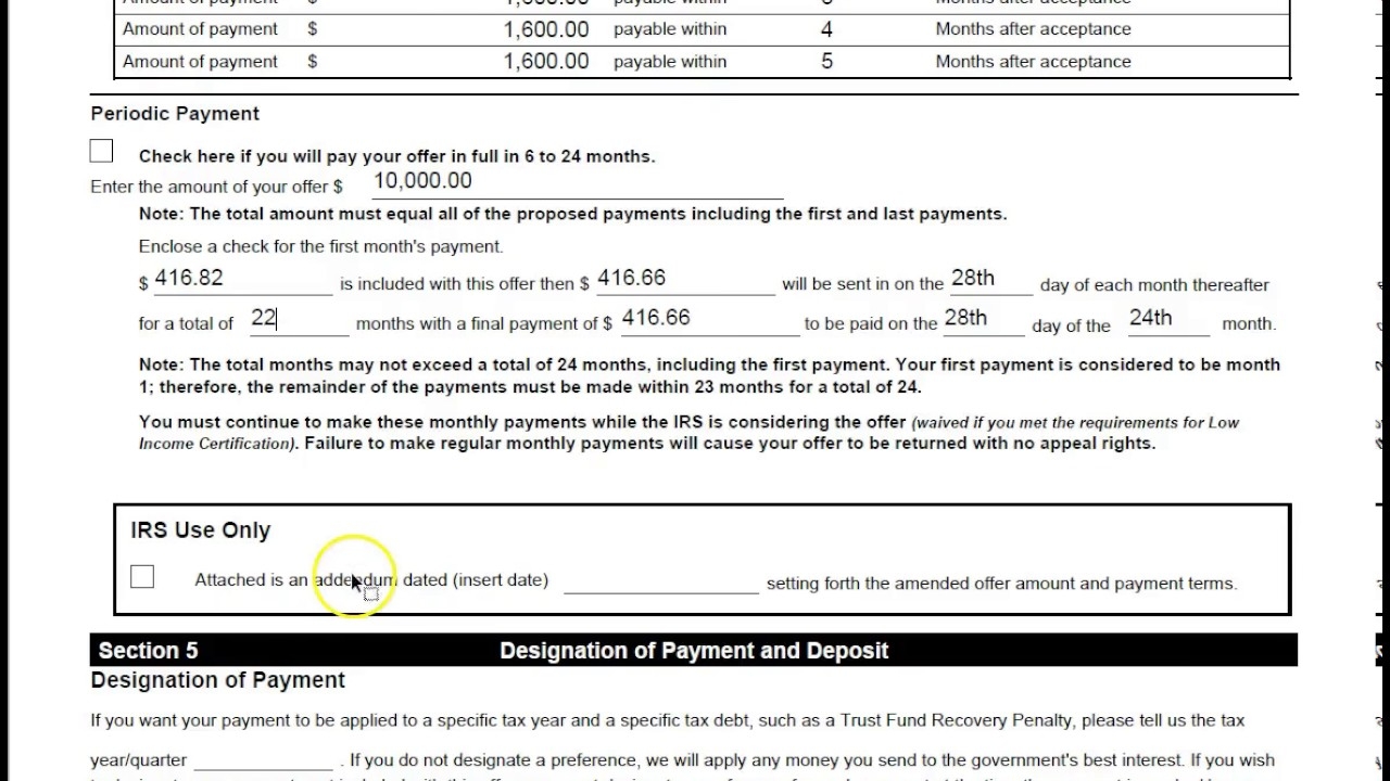 How To Complete IRS Form 656 Offer In Compromise Reference To 