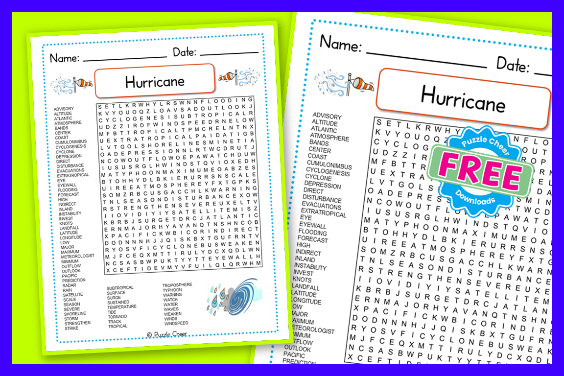 Hurricane Word Search Puzzle Puzzle Cheer