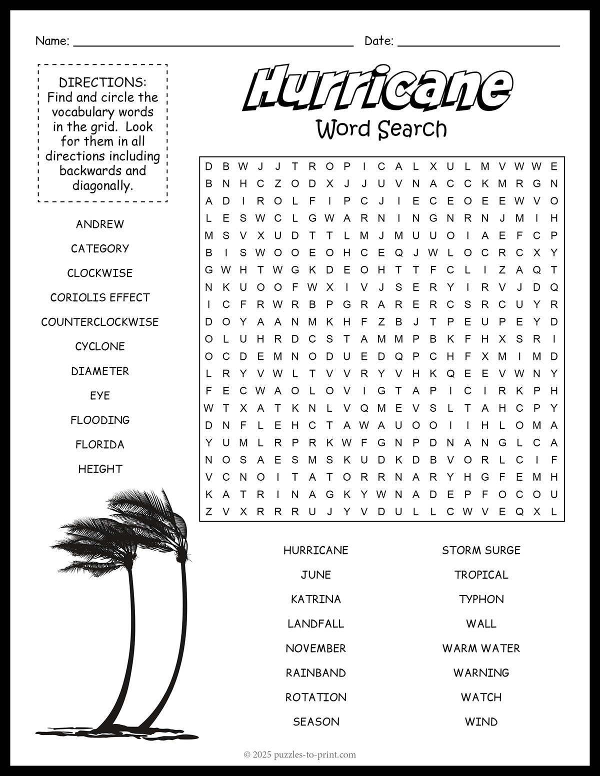 Hurricane Word Search