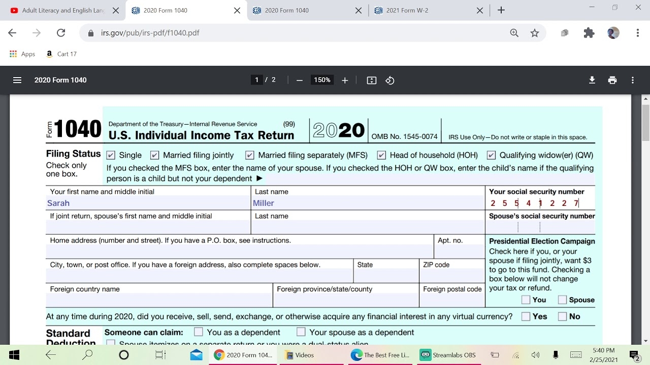 I Read IRS 1040 Tax Form amp How To Mail It To IRS 2021 IRS Form Video 56