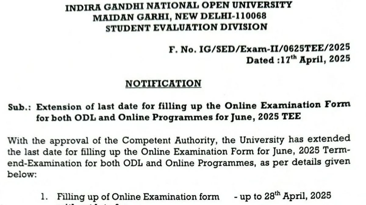 Ignou Exam Form June 2026 Start Date