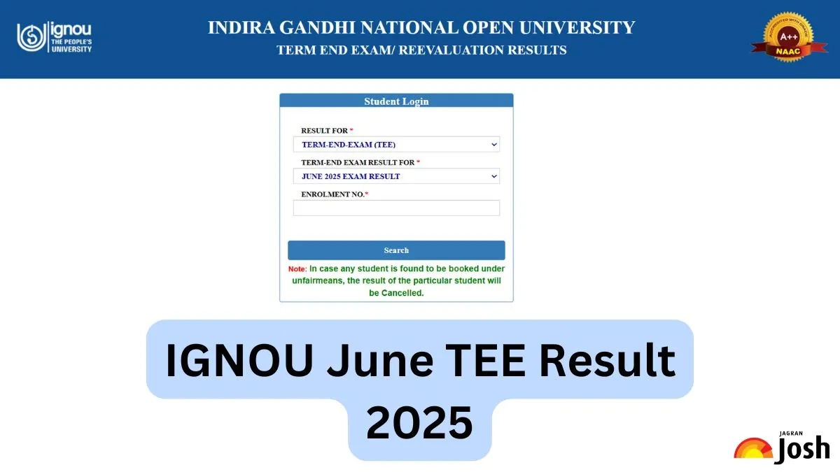 ignou june tee result 2025 out at ignou ac in download term end