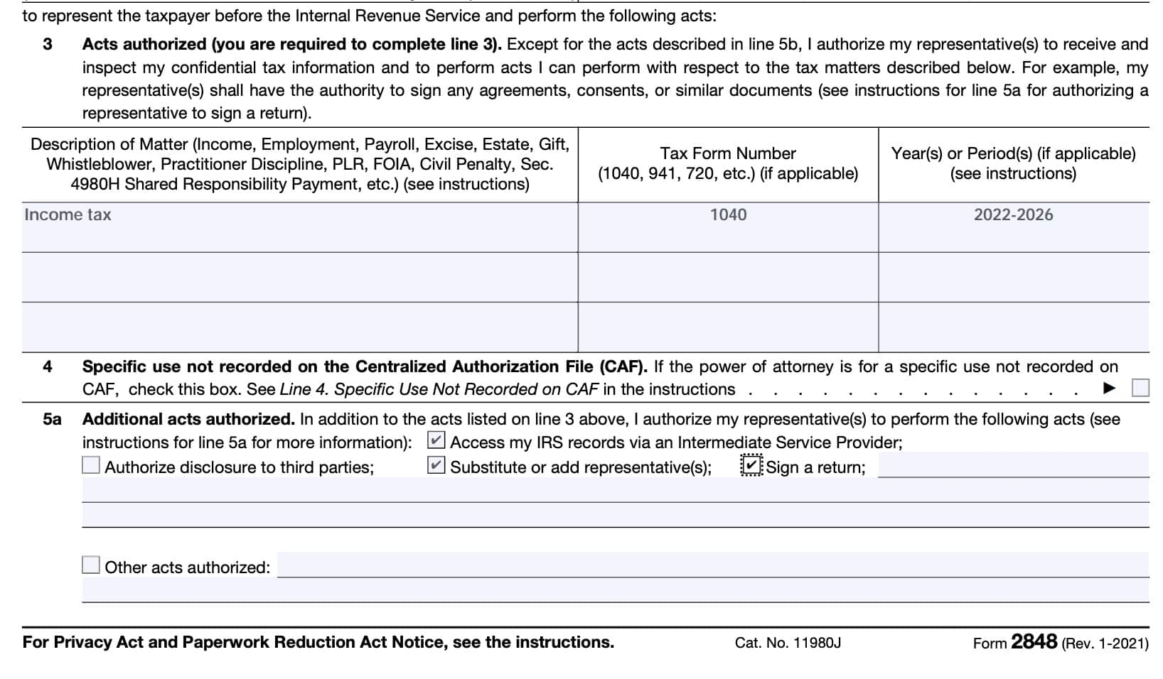 IRS Form 2848 Instructions IRS Power Of Attorney Form