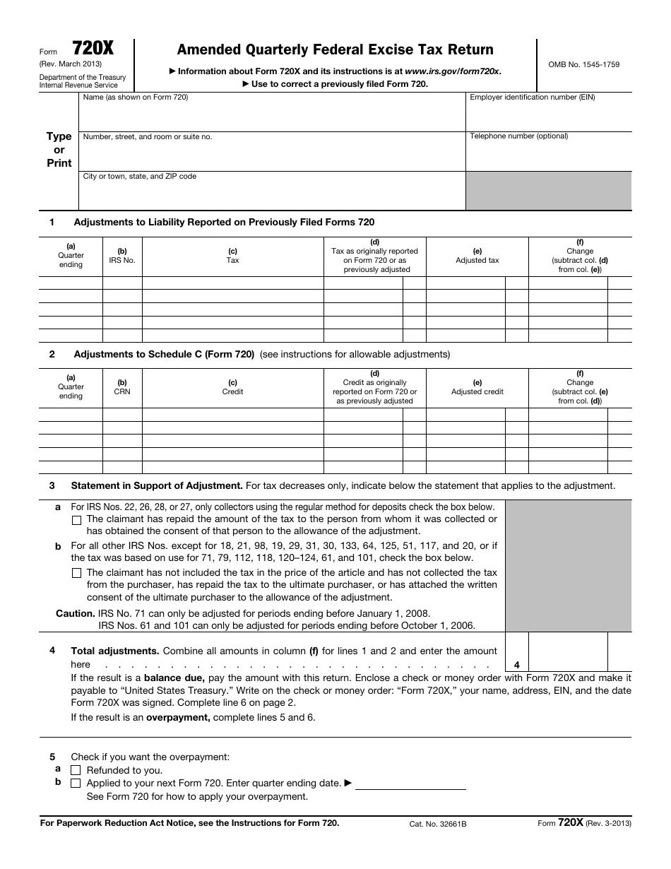 IRS Form 720X Fill Out Sign Online And Download Fillable PDF 
