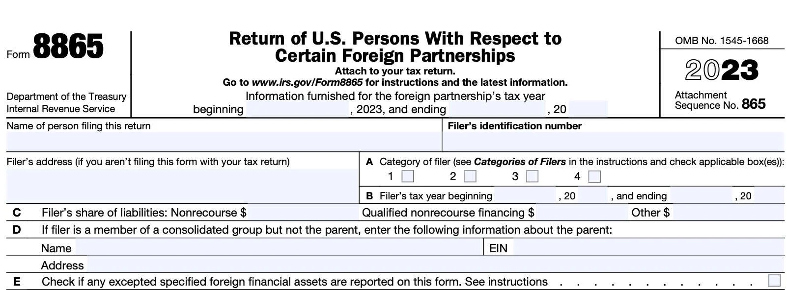 IRS Form 8865 Instructions Foreign Partnership Returns