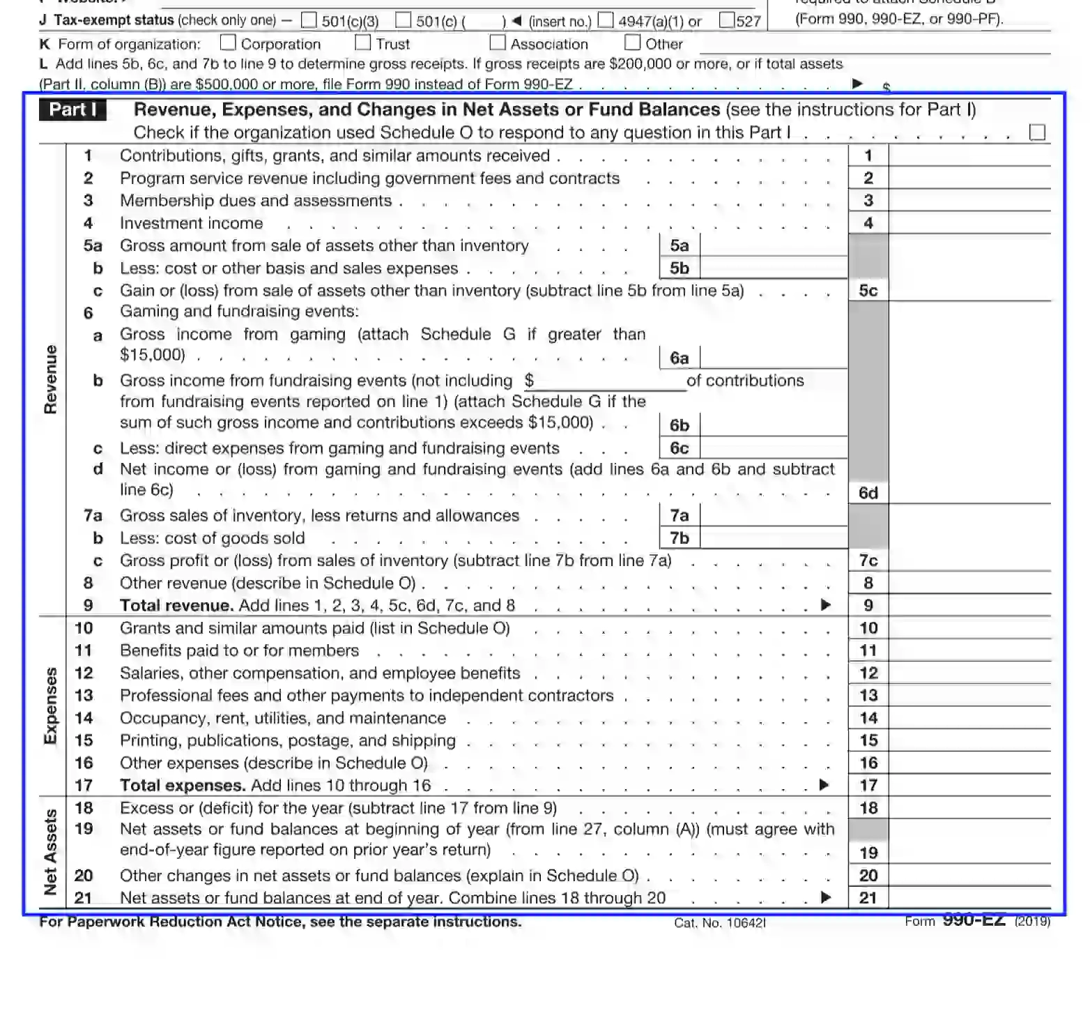 IRS Form 990 EZ Fill Out Printable PDF Forms Online