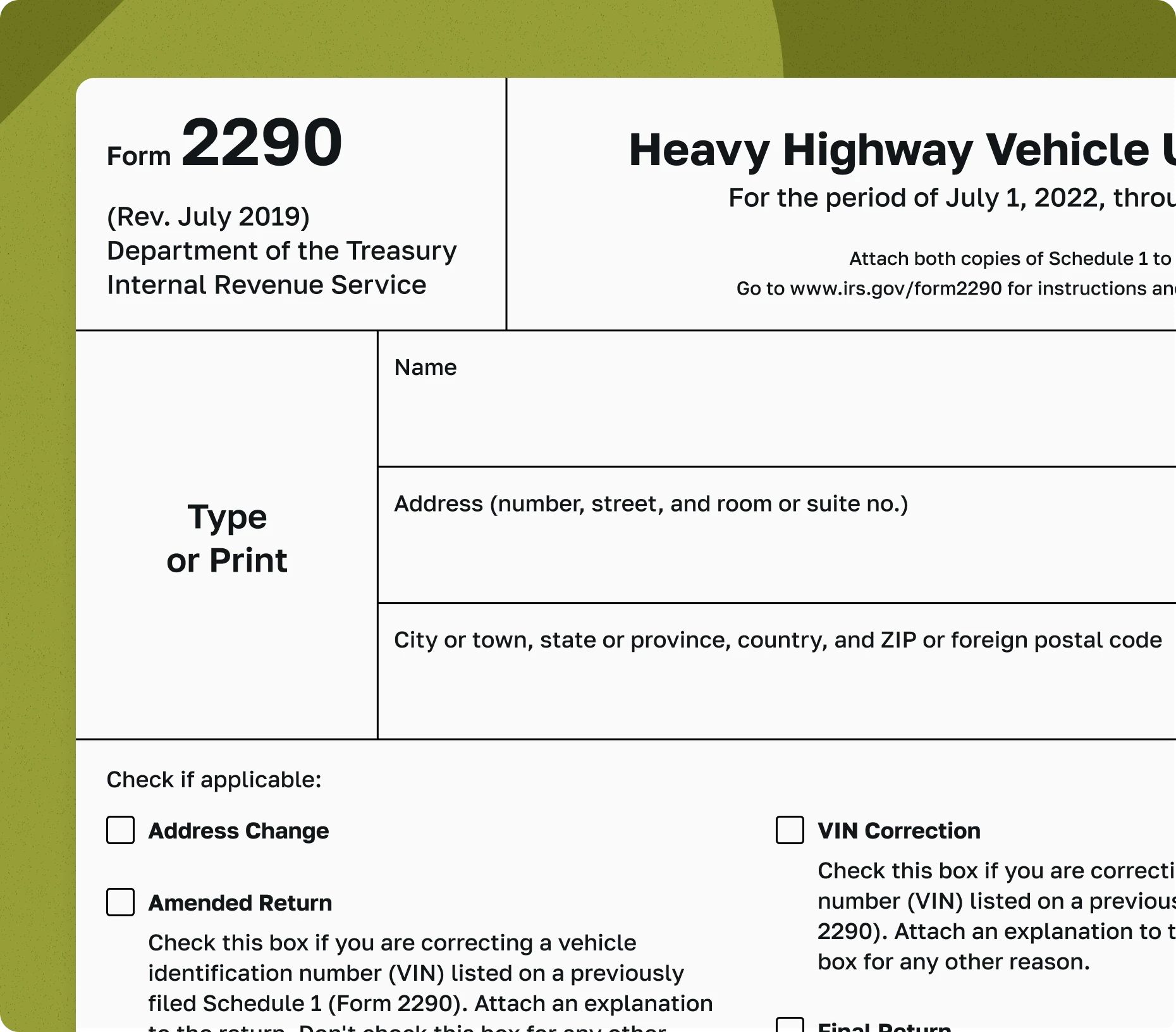 IRS HVUT Form 2290 E file 2290 Online For 2025 2026 Tax Period
