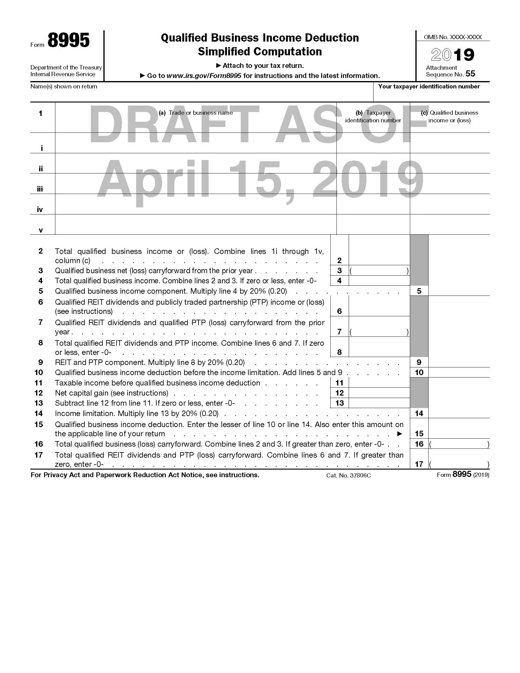 IRS Releases Drafts Of Forms To Be Used To Calculate 199A 