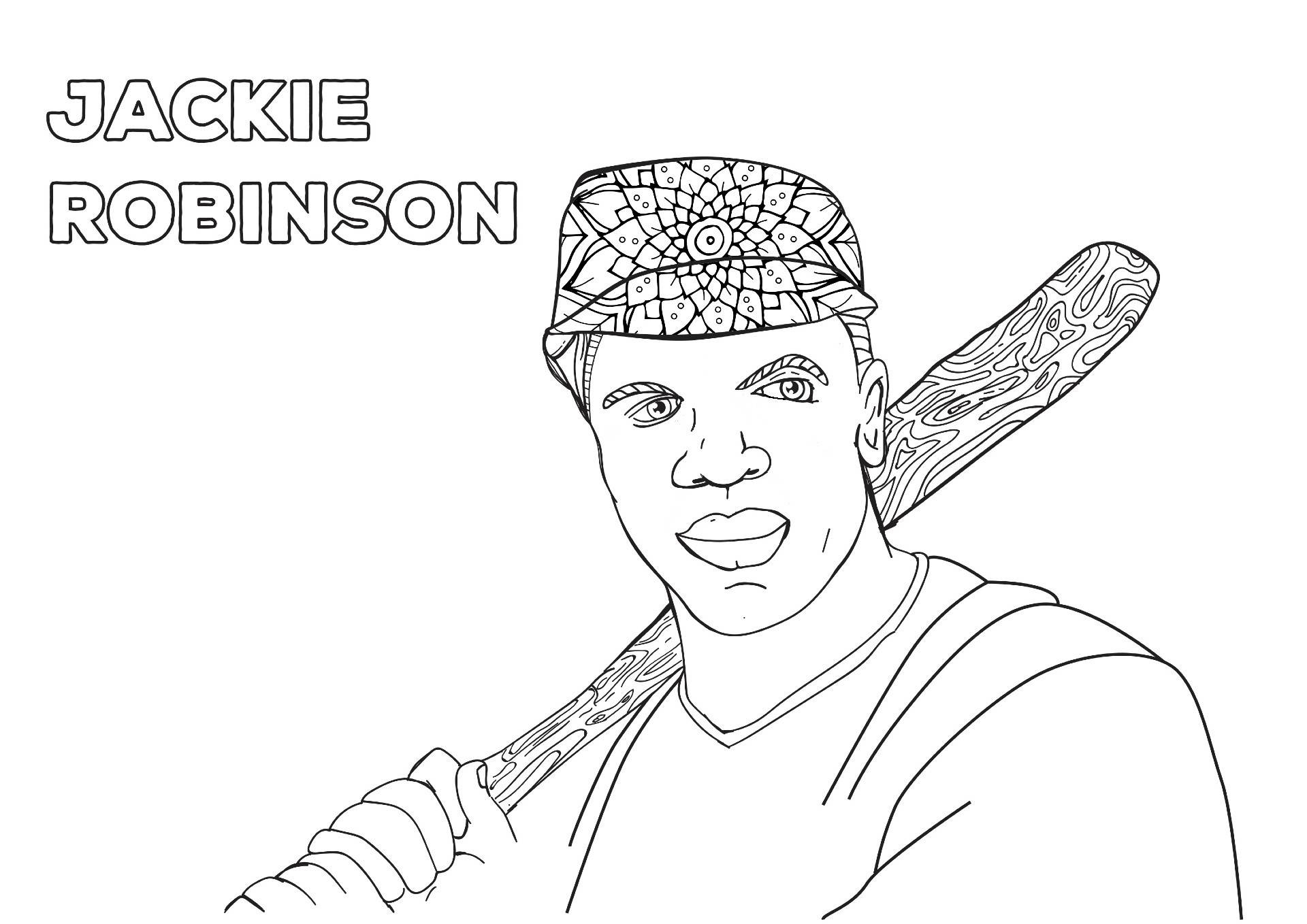 Jackie Robinson Baseball Player Coloring Page Black History 