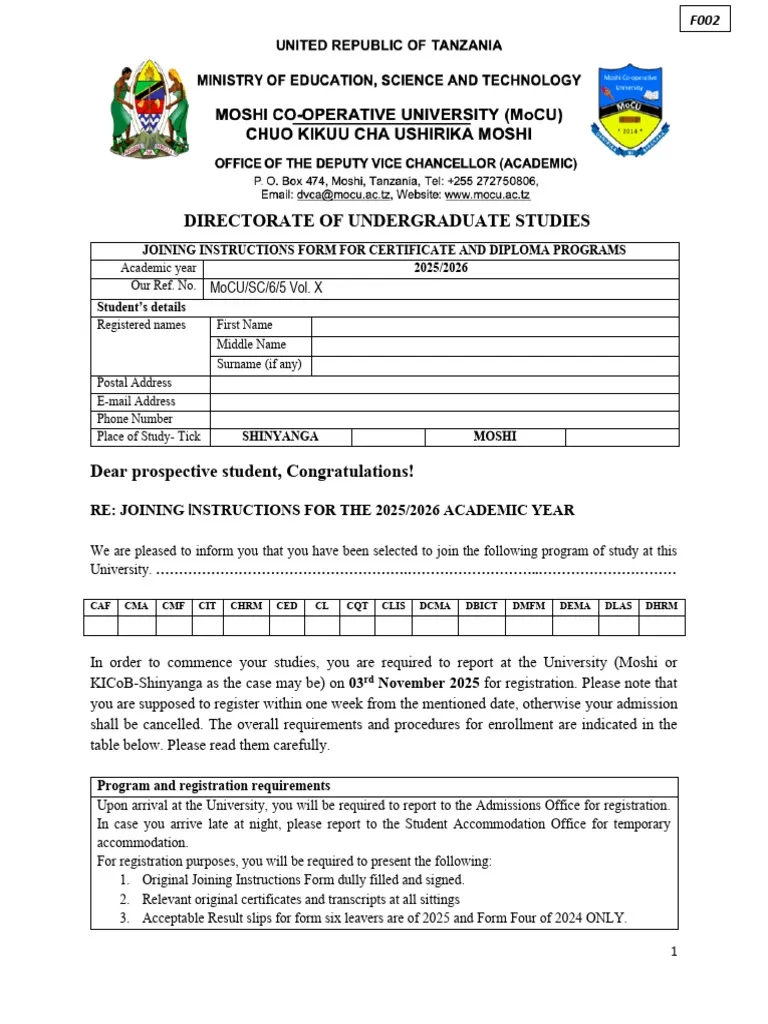 joining instructions form 2025 2026 pdf medical specialties