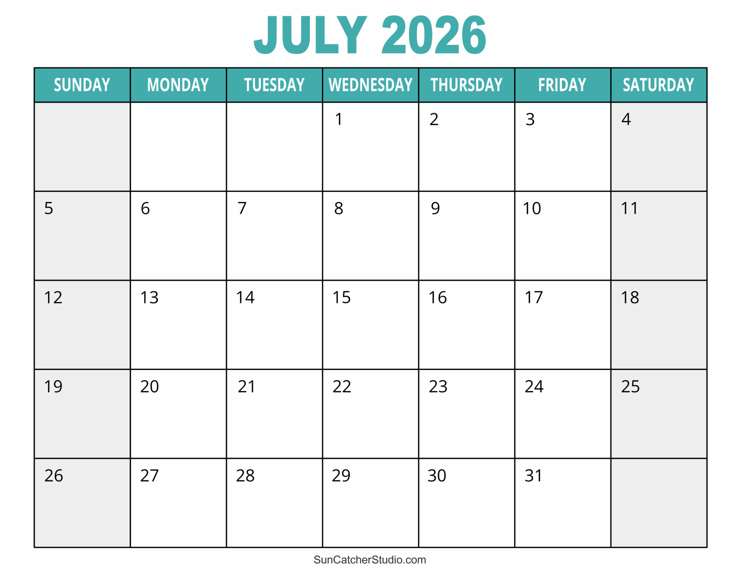 July 2026 Calendar Free Printable Free Printables Monograms 