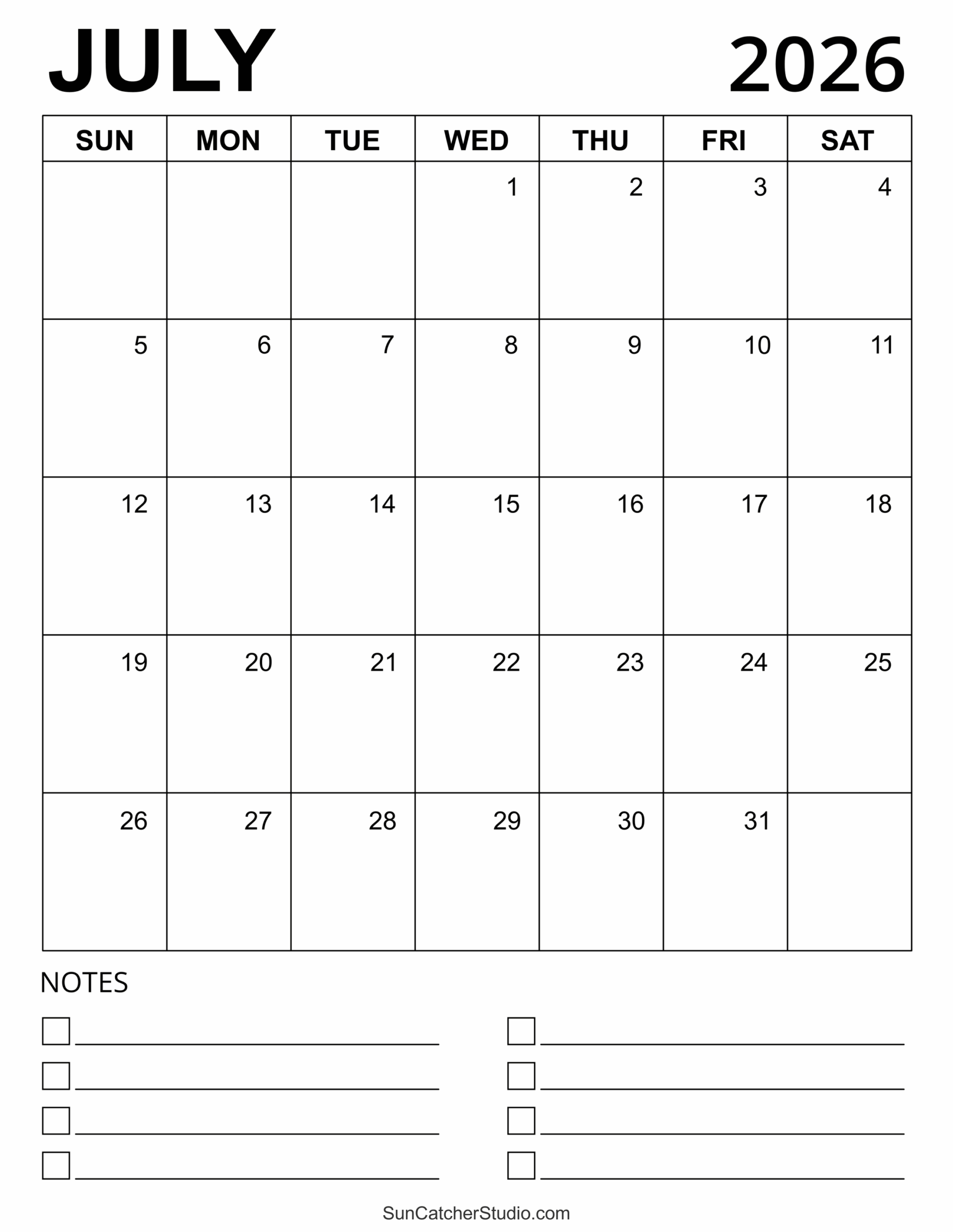 July 2026 Calendar Free Printable Free Printables Monograms 