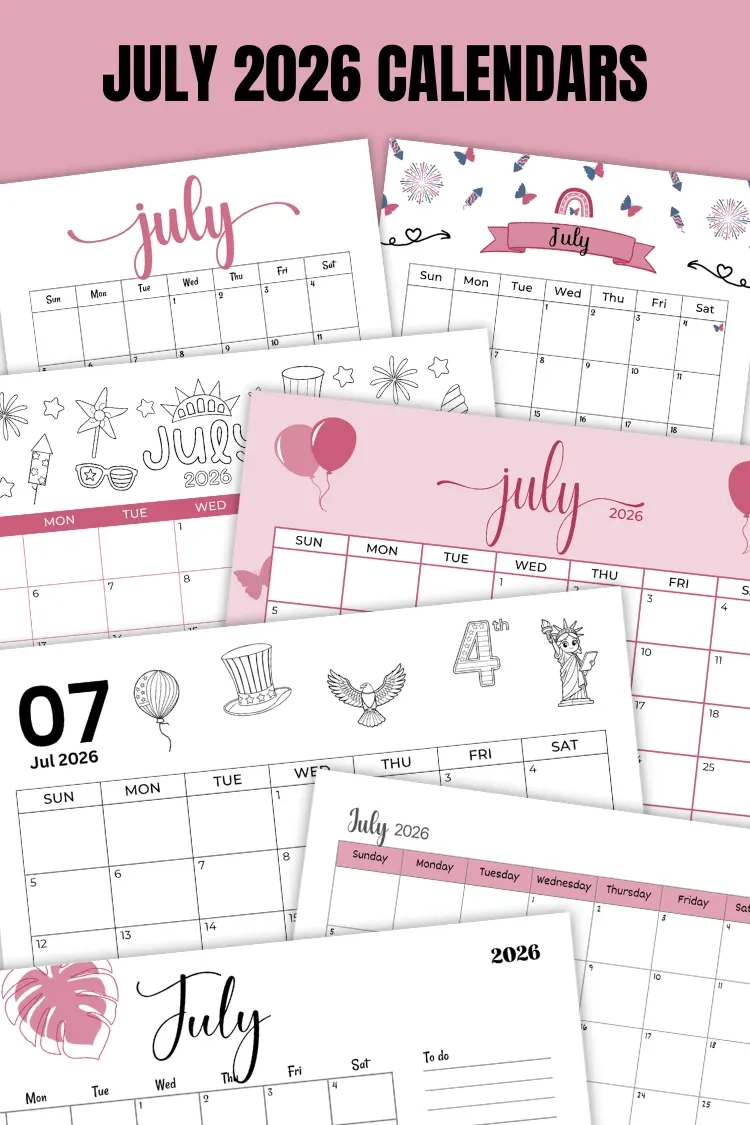 July 2026 Calendars 40 Free Printable PDF