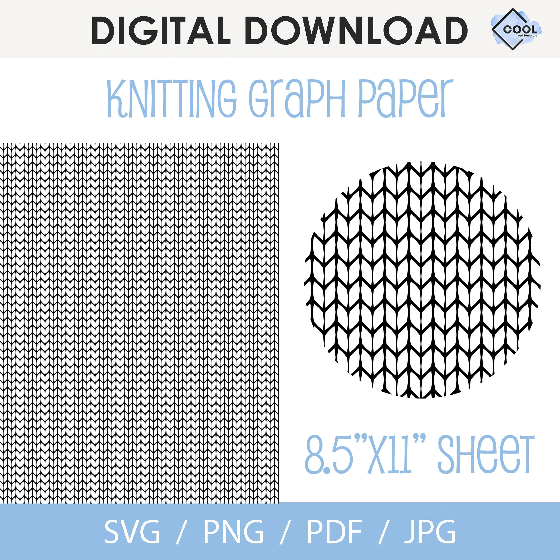 Knit Stitch Graph Paper Colorwork Chart Grid digital Download 