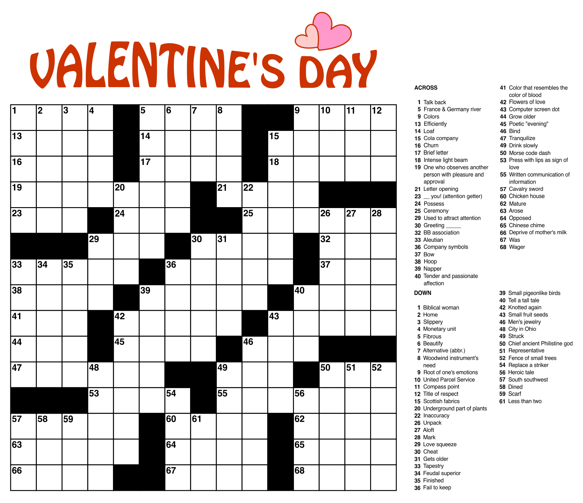 Large Print Crossword Puzzles Free Printable