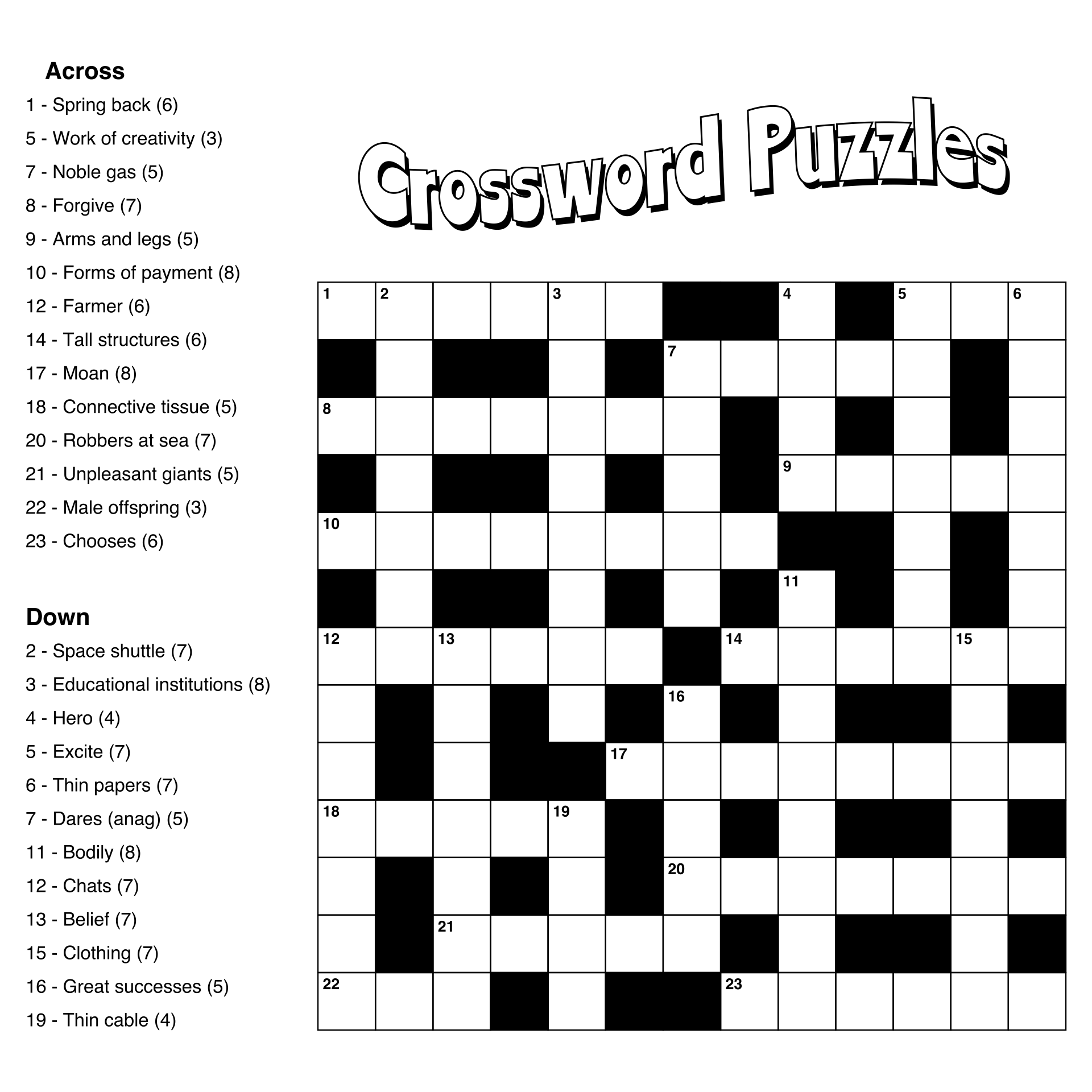 Large Print Easy Crossword Puzzles 10 Free PDF Printables Large Print Easy Crossword Puzzles 10 Free PDF Printables