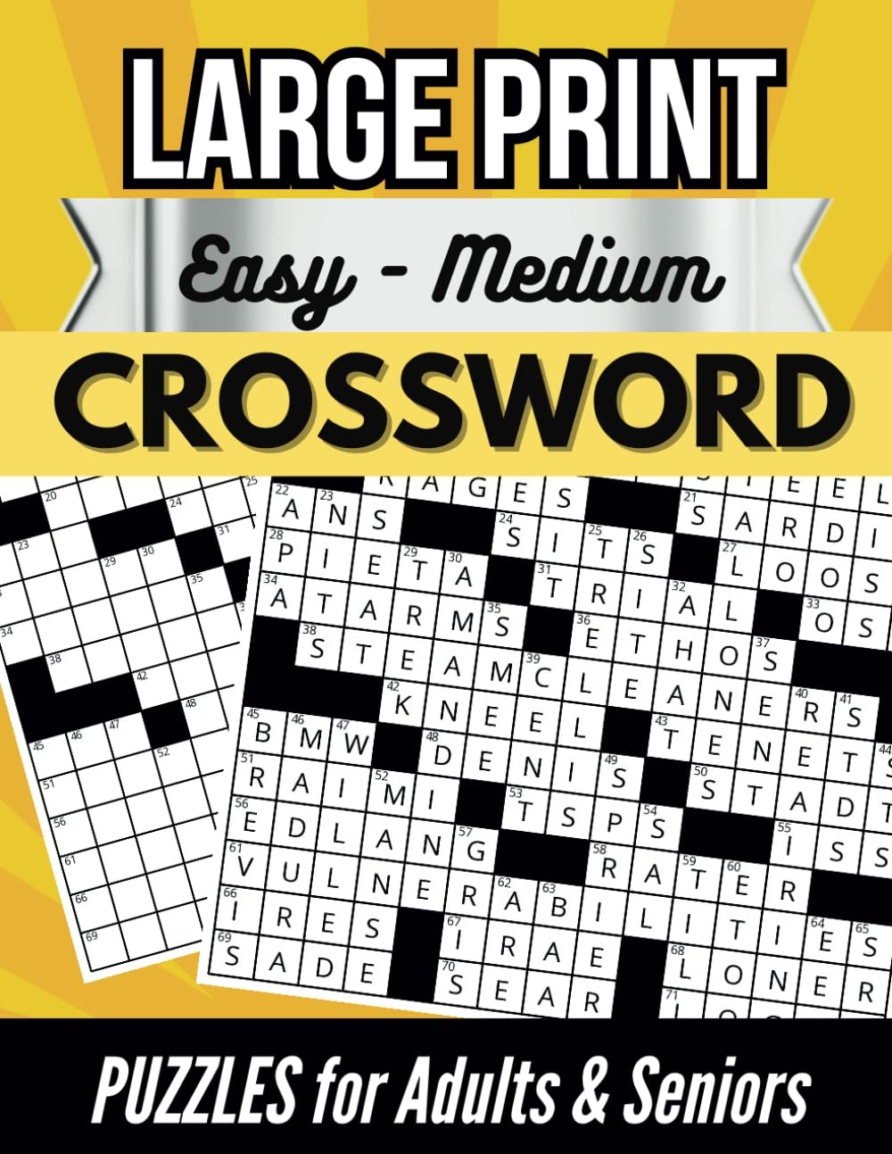 Large Print Easy To Medium Crossword Puzzles For Adults And 