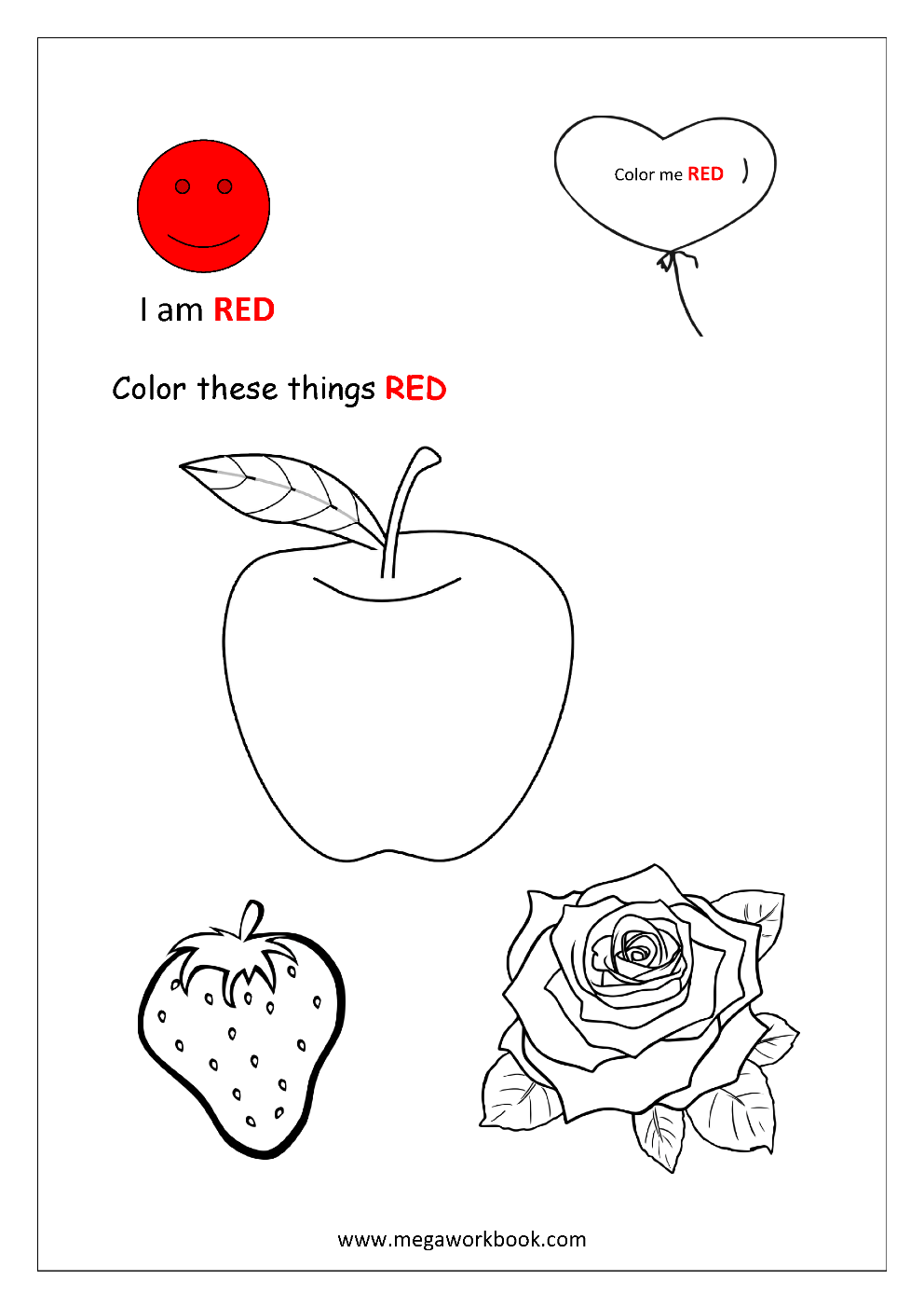 Learn Colors Coloring Pages Color The Things That Are Red Green 