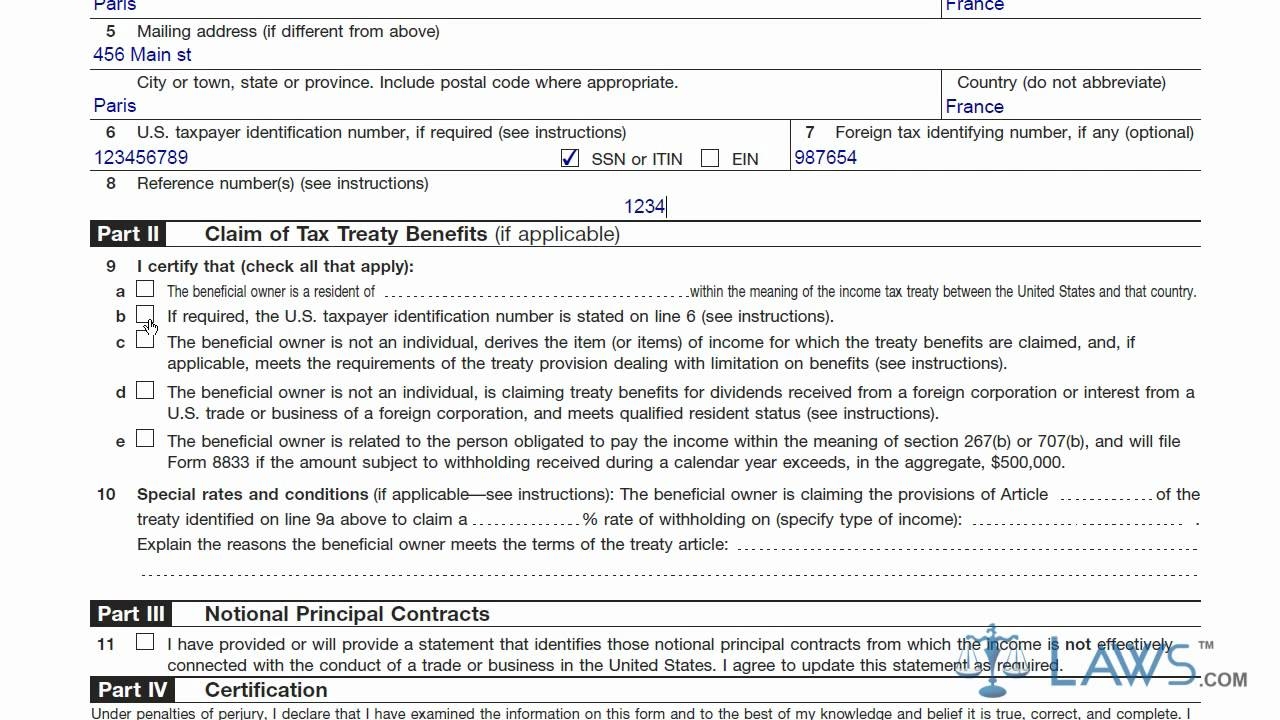 Learn How To Fill The W 8 Form Certificate Of Foreign Status Of Beneficial Owner For United States