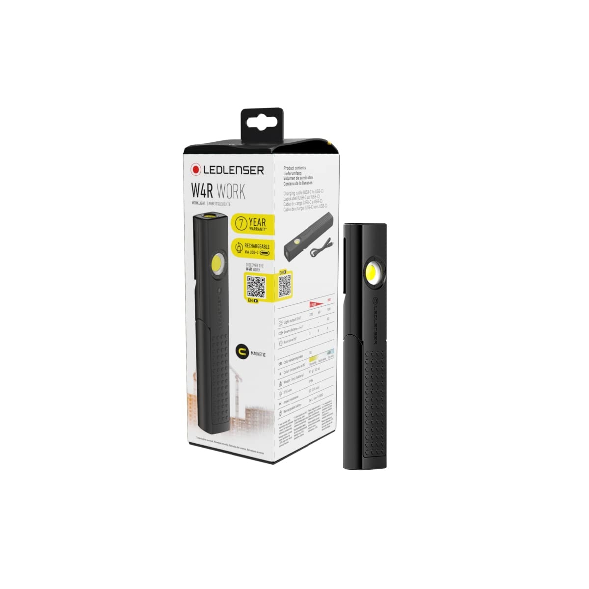 Ledlenser W4R Work Stablampe LED Werkstatt KFZ Lampe 220 Lumen LED Baulampe Mit Akku 9 Stunden Leuchtdauer Werkstattlampe Lampe Zum Arbeiten 