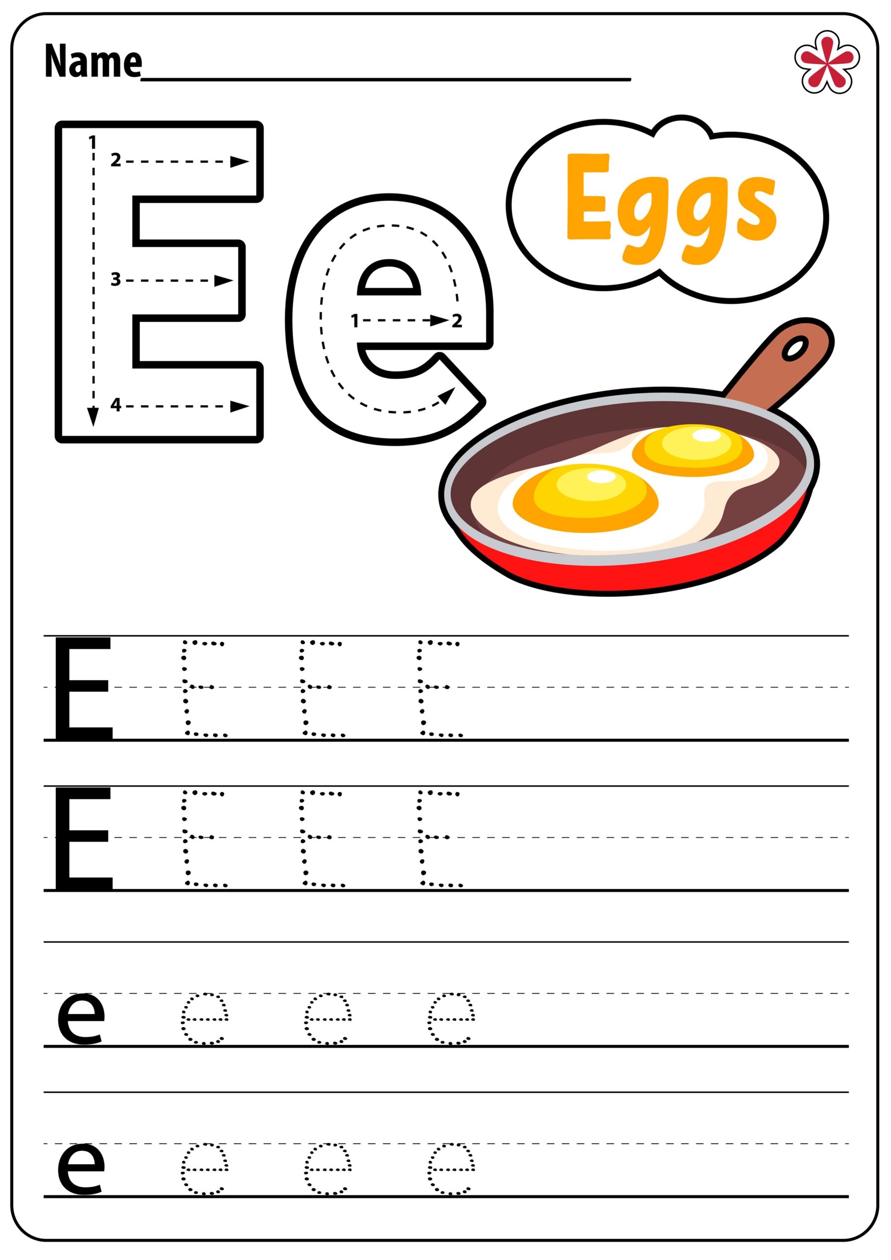 The Letter E Worksheets