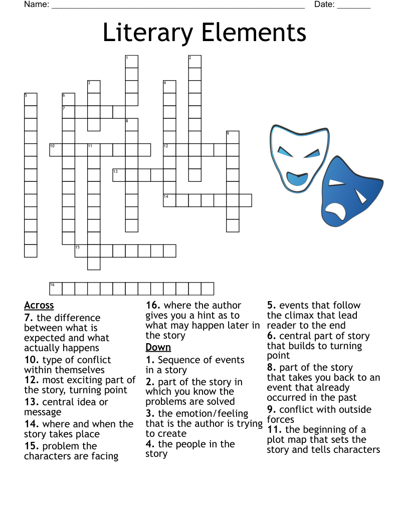 Literary Terms Crossword WordMint