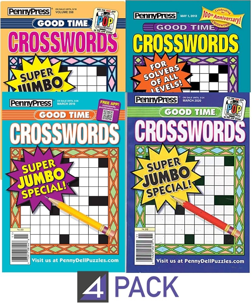 Lot 4 Penny Press Good Time Super Jumbo Crosswords Puzzles Book 