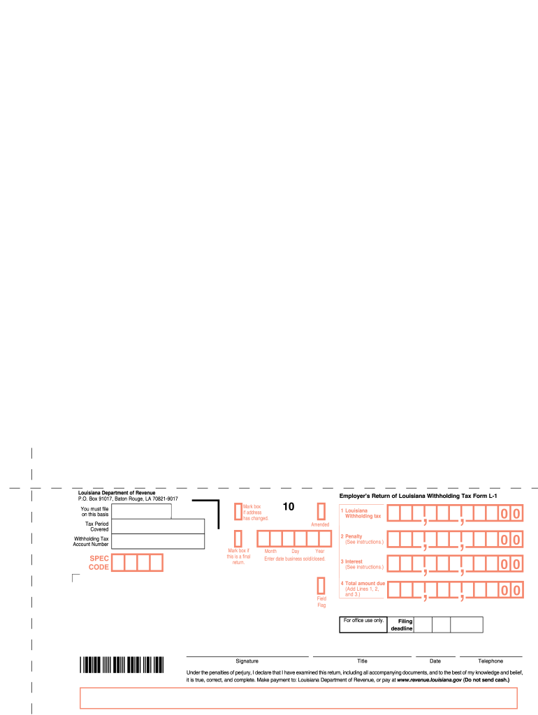 Louisiana Withholding Tax Form L 1 Fill Online Printable 