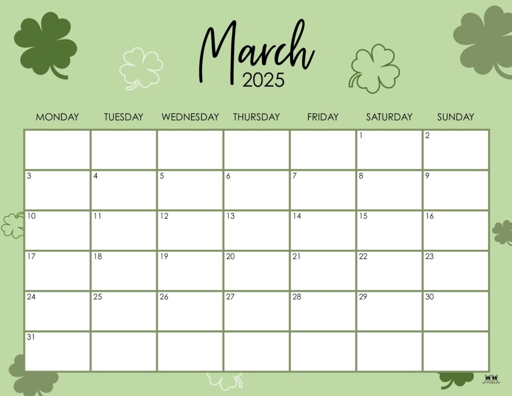 March 2025 Calendars 107 FREE Printables Printabulls