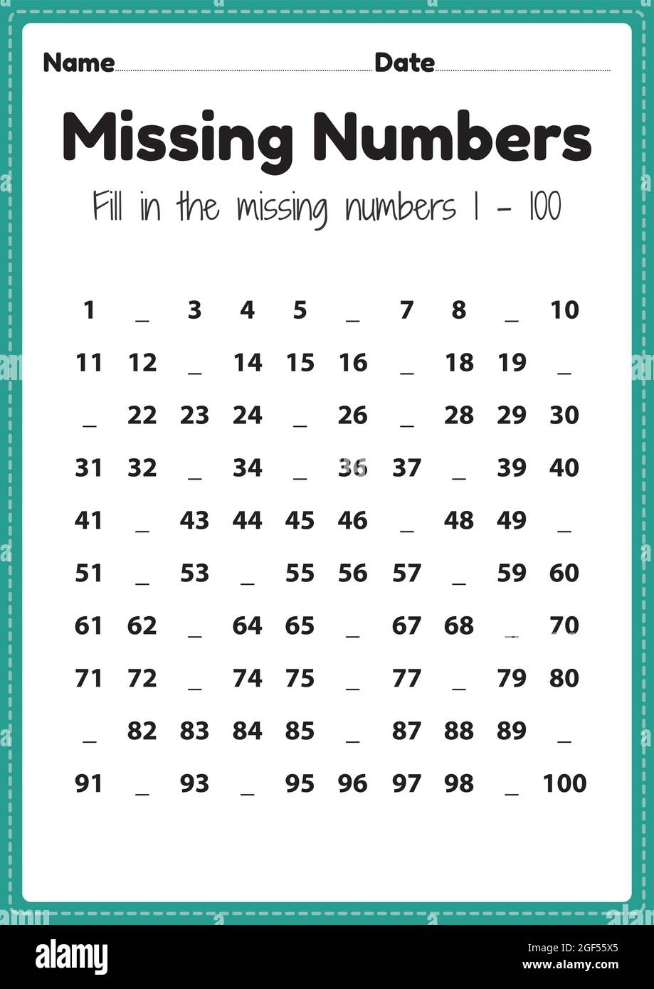 Free Printable Number Worksheets 1 100