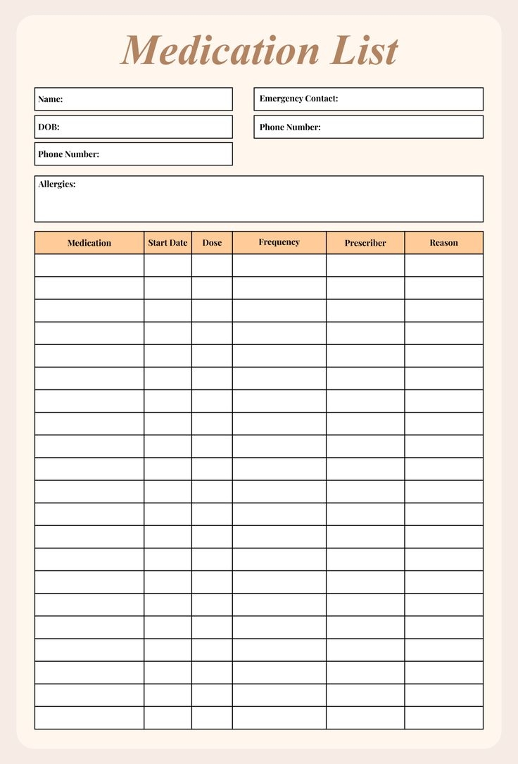 Medication List 10 Free PDF Printables Printablee