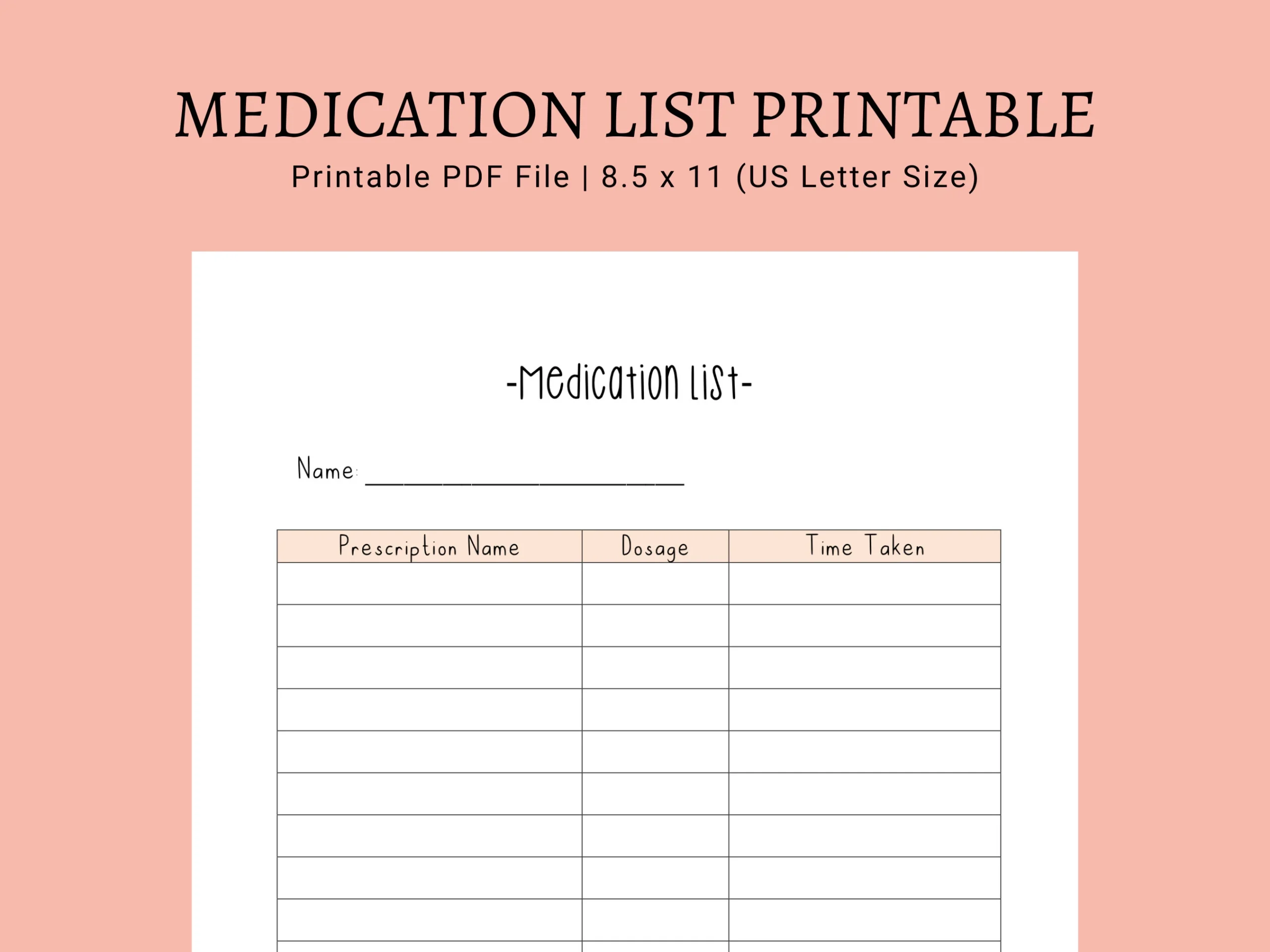 Medication List Printable Printable PDF List Medication 