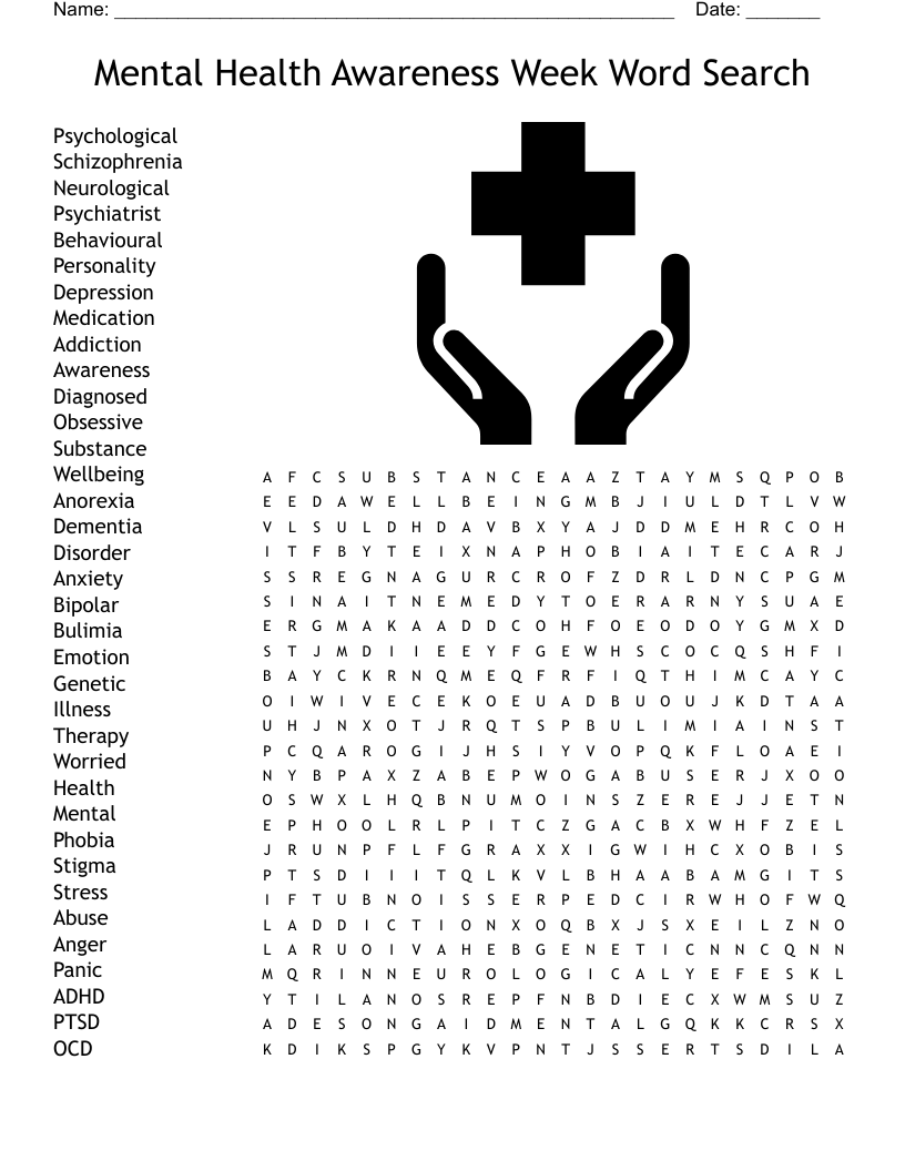 Mental Health Awareness Week Word Search WordMint