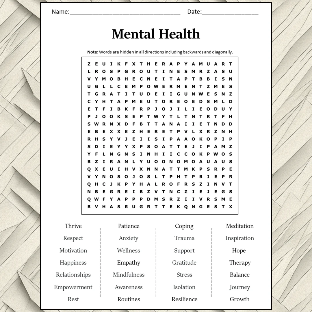 Free Printable Mental Health Puzzles