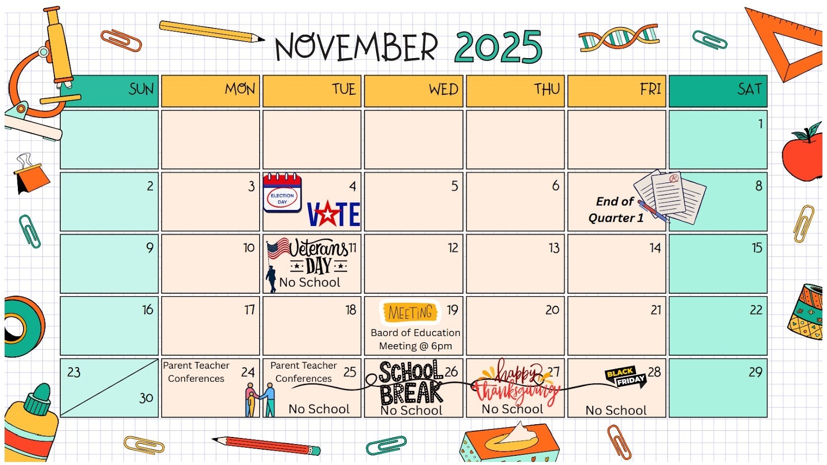 Middle School Calendar AuSable Valley Central School District