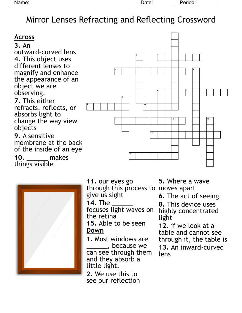 Mirror Lenses Refracting And Reflecting Crossword WordMint